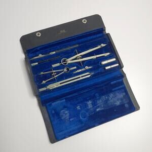 Vtg Keuffel & Esser K & E Anvil Engineers Drafting Tool Kit W/Velvet Lined Case